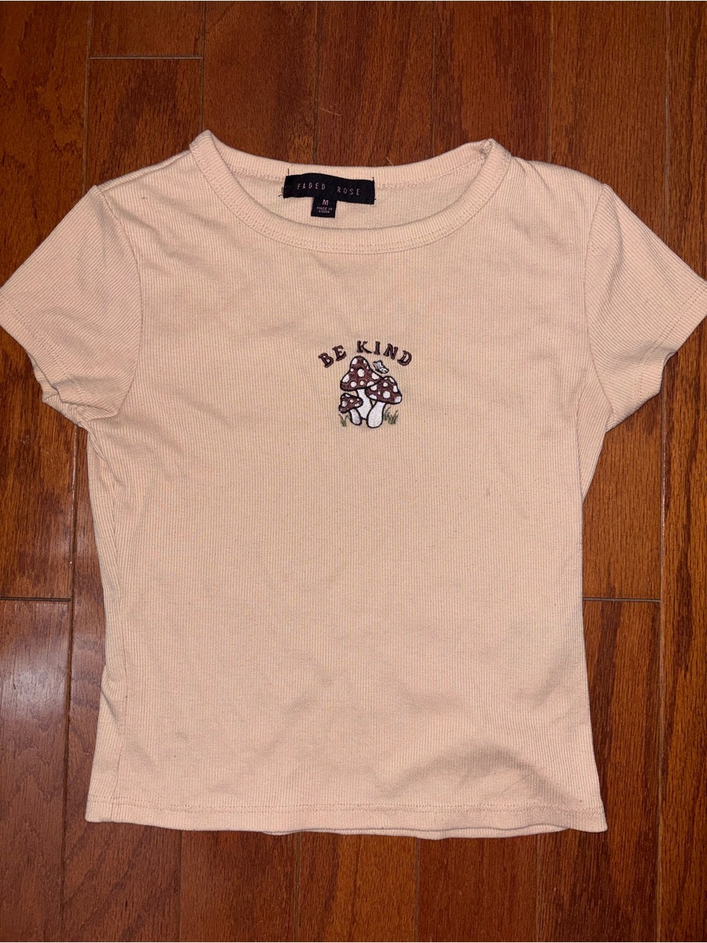 Faded Rose Kids "Be Kind" Mushroom Tee - Cream